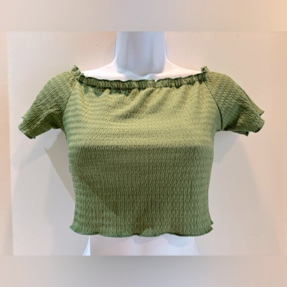SHEIN Green Ribbed Crop‎ Top - Picture 3 of 8